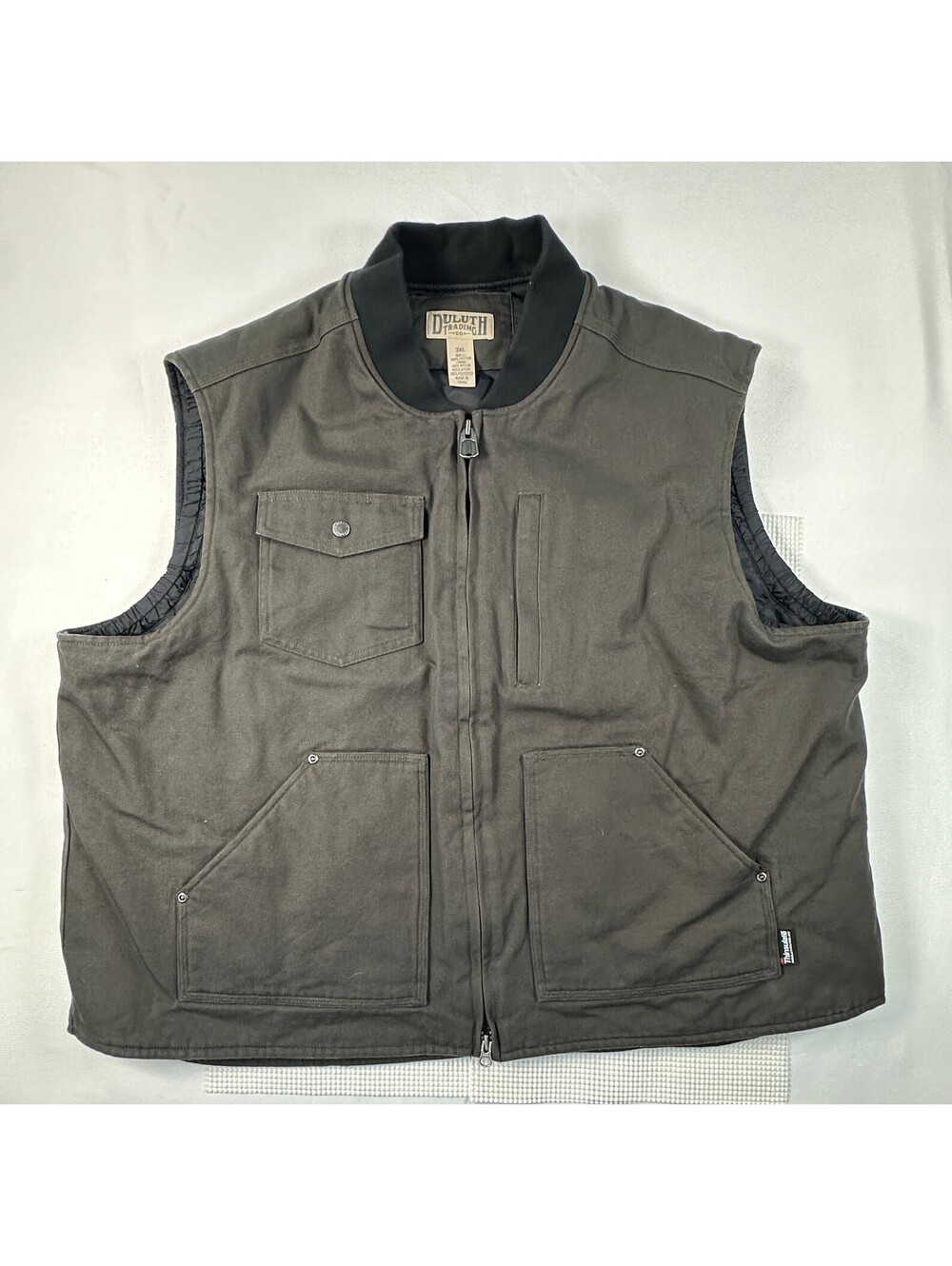 Duluth Trading Co Fire Hose Insulated Vest 3M Thinsulate Canvas Grey Mens 3XL